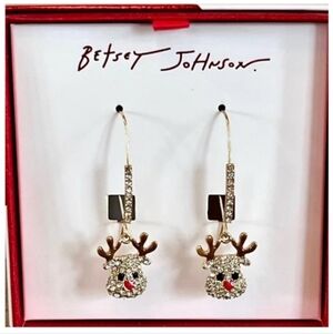 ✨️🦌NWT BETSEY JOHNSON SPARKLING ✨️REINDEER DANGLING EARRINGS ✨️🦌✨️🦌✨️🦌✨️🦌✨️
